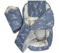 Medi Partners 5 éléments Cocon de Bébé 100x60x15cm 100% Coton Baby Nest Reducteur de lit Bébés Oreiller Couverture Insert Amovible (Attrape-rêves avec Minky Gris)