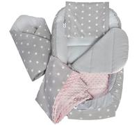 Medi Partners Reducteur de Lit Bebe - Réducteur Bébé 100x60x15cm 5 éléments Cocon et Naissance Nid d'ange bilatéral Cale 100% Coton Minky (Étoiles Grises avec Minky Rose Clair)