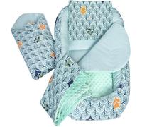 Medi Partners Reducteur de Lit Bebe - Réducteur Bébé 100x60x15cm 5 éléments Cocon et Naissance Nid d'ange bilatéral Cale 100% Coton Minky (Forêt avec Minky)