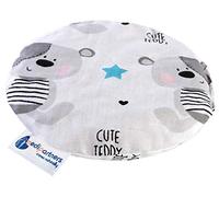 Medi Partners Coussin chauffant en noyaux de cerises pour bébé 180 g rond 15 cm 100% coton naturel chaleur + thérapie par le froid (Teddy)