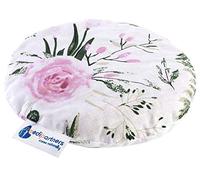 Medi Partners Coussin chauffant en noyaux de cerises pour bébé 180 g rond 15 cm 100% coton naturel chaleur + thérapie par le froid (fleurs roses)