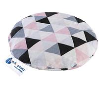 Medi Partners Coussin chauffant en noyaux de cerises pour bébé 180 g rond 15 cm 100% coton naturel chaleur + thérapie par le froid (Triangles roses)