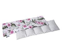 Medi Partners Bouillotte Noyau de Cerise Micro-onde Coussin Chauffant Micro Onde noyaux de cerise 60x20cm 800g 100% coton 5 Chambres par le froid Taie d'oreiller amovible (Fleurs roses)