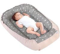 Medi Partners Cocon Bébé Réducteur de Lit Nid d'ange Gaufré 100x60x15cm | Réversible, coton 100 % et tissu gaufré, moelleux, idéal pour un nouveau-né, à la maison ou en voyage (Étoiles Rose)
