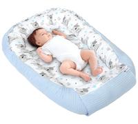 Medi Partners Cocon Bébé Réducteur de Lit Nid d'ange Gaufré 100x60x15cm | Réversible, coton 100 % et tissu gaufré, moelleux, idéal pour un nouveau-né, à la maison ou en voyage (Teddy avec Bleu)