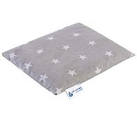 Medi Partners Coussin chauffant en noyaux de cerise 500 g rectangulaire 20 x 25 cm 100% coton certifié Öko-Tex Chaleur + thérapie par le froid Thérapie de massage (Étoiles blanches sur gris)