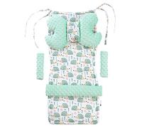 Medi Partners Coussin de siège, pour bébé - Été - Insert universel - 5 pièces - Rembourrage de ceinture + arche de jeu - Nacelle (hérisson avec minky à la menthe)