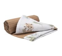 Medi Partners Couverture Bebe Couvertures de Bébé Plaid Enfant Nouveau-né 100% Coton pour Cadeau Naissance 75x100cm Multifonctionnel Bilatéral pour Landaus (Safari avec Gaufre Marron)