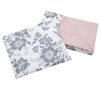 Medi Partners Couverture bébé avec Oreiller 100% Coton Minky Couverture Enfant 55x75 + 35x30cm Multifonctionnel pour Poussette siège bébé Berceau (Berry avec Rosa Minky)