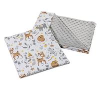 Medi Partners Couverture bébé avec Oreiller 100% Coton Minky Couverture Enfant 55x75 + 35x30cm Multifonctionnel pour Poussette siège bébé Berceau (Cerf avec Minky Gris)