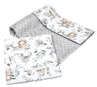 Medi Partners Couverture bébé avec Oreiller 100% Coton Minky pour Enfants Bilatéral 75x100 + 35x30cm Ensemble Multifonctionnel pour Un lit