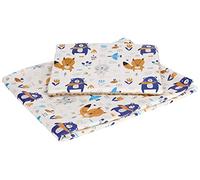 Medi Partners Couverture bébé avec Oreiller 100% Coton Minky pour Enfants Bilatéral 75x100 + 35x30cm Ensemble Multifonctionnel pour Un lit (Animaux Boho avec Beige Minky)