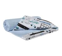 Medi Partners Couverture Bébé Couverture Enfant 100% Coton Double Face Multifonctionnelle 75x100 Cars avec Bleu Clair Waffle