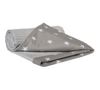 Medi Partners Couverture Bébé Couverture Enfant 100% Coton Double Face Multifonctionnelle 75x100 Étoiles avec Gris Waffle