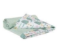 Medi Partners Couverture Bébé Couverture Enfant 100% Coton Double Face Multifonctionnelle 75x100 Hérissons avec Waffle Mint