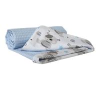 Medi Partners Couverture Bébé Couverture Enfant 100% Coton Double Face Multifonctionnelle 75x100 Teddy avec un Waffle Bleu