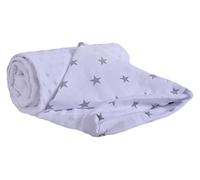Medi Partners Couverture Bebe Couvertures de Bébé Plaid Enfant Nouveau-né 100% Coton pour Cadeau Naissance 75x100cm Multifonctionnel Bilatéral pour Landaus (Étoiles Grises sur Blanc avec Minky Blanc)