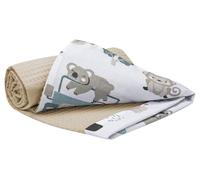 Medi Partners Couverture Bebe Couvertures de Bébé Plaid Enfant Nouveau-né 100% Coton pour Cadeau Naissance 75x100cm Multifonctionnel Bilatéral pour Landaus (Mint Zoo avec Gaufre Gris)
