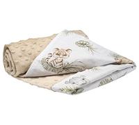 Medi Partners Couverture Bebe Couvertures de Bébé Plaid Enfant Nouveau-né 100% Coton pour Cadeau Naissance 75x100cm Multifonctionnel Bilatéral pour Landaus (Safari avec Minky Beige)