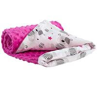 Medi Partners Couverture Bebe Couvertures de Bébé Plaid Enfant Nouveau-né 100% Coton pour Cadeau Naissance 75x100cm Multifonctionnel Bilatéral pour Landaus (Teddy avec Rose Foncé Minky)