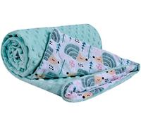 Medi Partners Couverture Bebe Couvertures de Bébé Plaid Enfant Nouveau-né 100% Coton pour Cadeau Naissance 75x100cm Multifonctionnel Bilatéral pour Landaus (Hérissons À la Menthe Minky)
