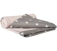 Medi Partners Couverture Bebe Couvertures de Bébé Plaid Enfant Nouveau-né 100% Coton pour Cadeau Naissance 75x100cm Multifonctionnel Bilatéral pour Landaus (Étoiles Grises avec Gaufre Rose Clair)