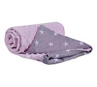 Medi Partners Couverture Bebe Couvertures de Bébé Plaid Enfant Nouveau-né 100% Coton pour Cadeau Naissance 75x100cm Multifonctionnel Bilatéral pour Landaus (Étoiles Grises sur Blanc avec Minky Pink)
