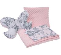 Medi Partners Couverture bébé Ensemble Couverture Rampante 3en1 100% Coton Minky 55x75 + Coussin Plat 35x30cm et Oreiller Anti-Choc Butterfly (Berry avec Rosa Minky)