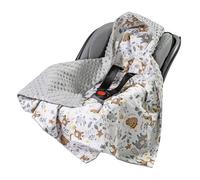 Medi Partners nid d'ange Bebe été Couverture enveloppante Bébé Siege Auto 85x85cm Couvertures Bebe nid d'ange Une Douce Oeko-Tex Moelleuse pour landaus (Cerf avec Minky Gris)