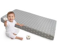 Medi Partners Drap Housse 60x120 lit Bebe Matelas Enfant Bébé - 100% Coton Fitted Draps Lit pour Baby Bed Cover Sheets Matela literie Mattress Couette(Étoiles Blanches sur Fond Gris)