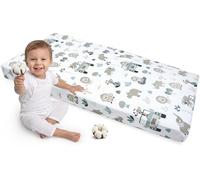 Medi Partners Drap Housse 60x120 Bebe Matelas Enfant Bébé - 100% Coton Fitted Draps Lit pour Baby Bed Cover Sheets literie Mattress Couette (Zoo de la Menthe)