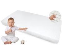 Medi Partners Drap Housse 60x120 lit Bebe Matelas Enfant Bébé - 100% Coton Mousseline Fitted Draps Lit pour Baby Bed Cover Sheets Matela literie Mattress Couette (Blanc)