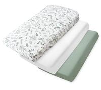 Medi Partners Drap Housse 60x120 lit Bebe Matelas Enfant Bébé - 100% Coton Mousseline Fitted Draps Lit pour Baby Bed Cover Sheets Matela literie Mattress Couette(Feuille d'olivier)
