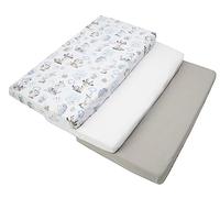 Medi Partners Drap Housse 60x120 Lot de 3 Draps lit Bebe Matelas Enfant Bébé - 100% Coton Fitted Draps Lit pour Baby Bed Cover Sheets Matela literie Mattress Couette (Cerf et Hérisson-Blanc-Gris)