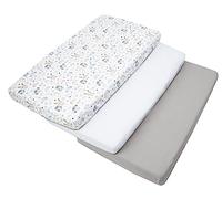 Medi Partners Drap Housse 60x120 Lot de 3 Draps lit Bebe Matelas Enfant Bébé - 100% Coton Fitted Draps Lit pour Baby Bed Cover Sheets Matela literie Mattress Couette (Glade-Blanc-Gris)