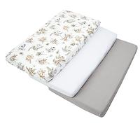 Medi Partners Drap Housse 60x120 Lot de 3 Draps lit Bebe Matelas Enfant Bébé - 100% Coton Fitted Draps Lit pour Baby Bed Cover Sheets Matela literie Mattress Couette (Safari-Blanc-Gris)