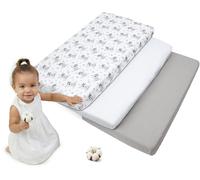 Medi Partners Drap Housse 60x120 Lot de 3 Enfant Bébé - 100% Coton Fitted Lit pour Baby Bed Cover Sheets literie Mattress Couette (Teddy-Blanc-Gris)