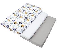 Medi Partners Drap Housse 60x120 Lot de 3 Enfant Bébé - 100% Coton Fitted Lit pour Baby Bed Cover Sheets literie Mattress Couette (Boho Animals-Blanc-Gris)