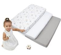 Medi Partners Drap Housse 60x120 Lot de 3 Enfant Bébé - 100% Coton Fitted Lit pour Baby Bed Cover Sheets literie Mattress Couette (Glade-Blanc-Gris)