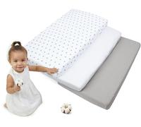 Medi Partners Drap Housse 60x120 Lot de 3 Enfant Bébé - 100% Coton Fitted Lit pour Baby Bed Cover Sheets literie Mattress Couette (Étoiles Grises sur Blanc-Blanc-Gris)