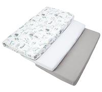 Medi Partners Drap Housse 60x120 Lot de 3 Enfant Bébé - 100% Coton Fitted Lit pour Baby Bed Cover Sheets literie Mattress Couette (Océan-Blanc-Gris)
