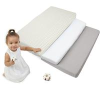 Medi Partners Drap Housse 70x140 Lot de 3 Draps lit Bebe Matelas Enfant Bébé - 100% Coton Fitted Draps Lit pour Baby Bed Cover Sheets Matela literie Mattress Couette (Grille-Blanc-Gris)
