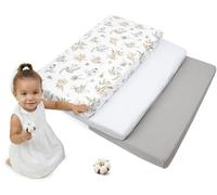 Medi Partners Drap Housse 70x140 Lot de 3 Draps lit Bebe Matelas Enfant Bébé - 100% Coton Fitted Draps Lit pour Baby Bed Cover Sheets Matela literie Mattress Couette (Safari-Blanc-Gris)