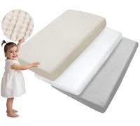 Medi Partners Drap Housse 60x120 Lot de 3 Draps lit Bebe Matelas Enfant Bébé - 100% Coton Fitted Draps Lit pour Baby Bed Cover Sheets Matela literie Mattress Couette (Beige-Gris-Blanc)