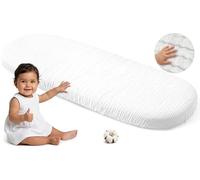 Medi Partners Drap Housse Nacelle 86x40cm Bebe Matelas Lit Couffin Cododo Landau - 100% Coton Mousseline Ovale Poussette Bébé Fitted Sheets Cover pour Mattress (Blanc)