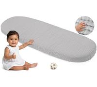 Medi Partners Drap Housse Nacelle 86x40cm Bebe Matelas Lit Couffin Cododo Landau - 100% Coton Mousseline Ovale Poussette Bébé Fitted Sheets Cover pour Mattress (Gris)