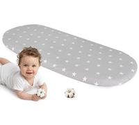 Medi Partners Drap Housse Nacelle 86x40cm Bebe Matelas Lit Couffin Cododo Landau - 100% Coton Ovale Poussette Bébé Fitted Sheets Cover pour Mattress (Étoiles Blanches et Grises)