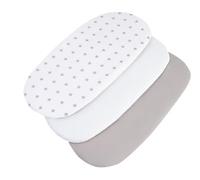 Medi Partners Drap Housse Nacelle 86x40cm Lot de 3 Draps Bebe Matelas Lit Couffin Cododo Landau - 100% Coton Ovale Poussette Bébé Fitted Sheets Cover pour Mattress (Étoiles sur Blanc-Blanc-Gris)