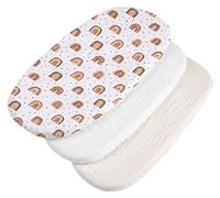 Medi Partners Drap Housse Nacelle 86x40cm Lot de 3 Draps Bebe Matelas Lit Couffin Cododo Landau - 100% Coton Mousseline Ovale Poussette Bébé Fitted Sheets Cover pour Mattress(Arc-en-Ciel-Blanc-Beige)