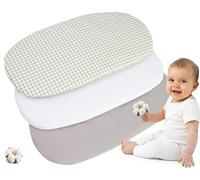 Medi Partners Drap Housse Nacelle 86x40cm Lot de 3 Draps Bebe Matelas Lit Couffin Cododo Landau - 100% Coton Ovale Poussette Bébé Fitted Sheets Cover pour Mattress (Grille-Blanc-Gris)